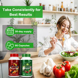 Vespecial supplement capsules displayed with fresh fruits and vegetables