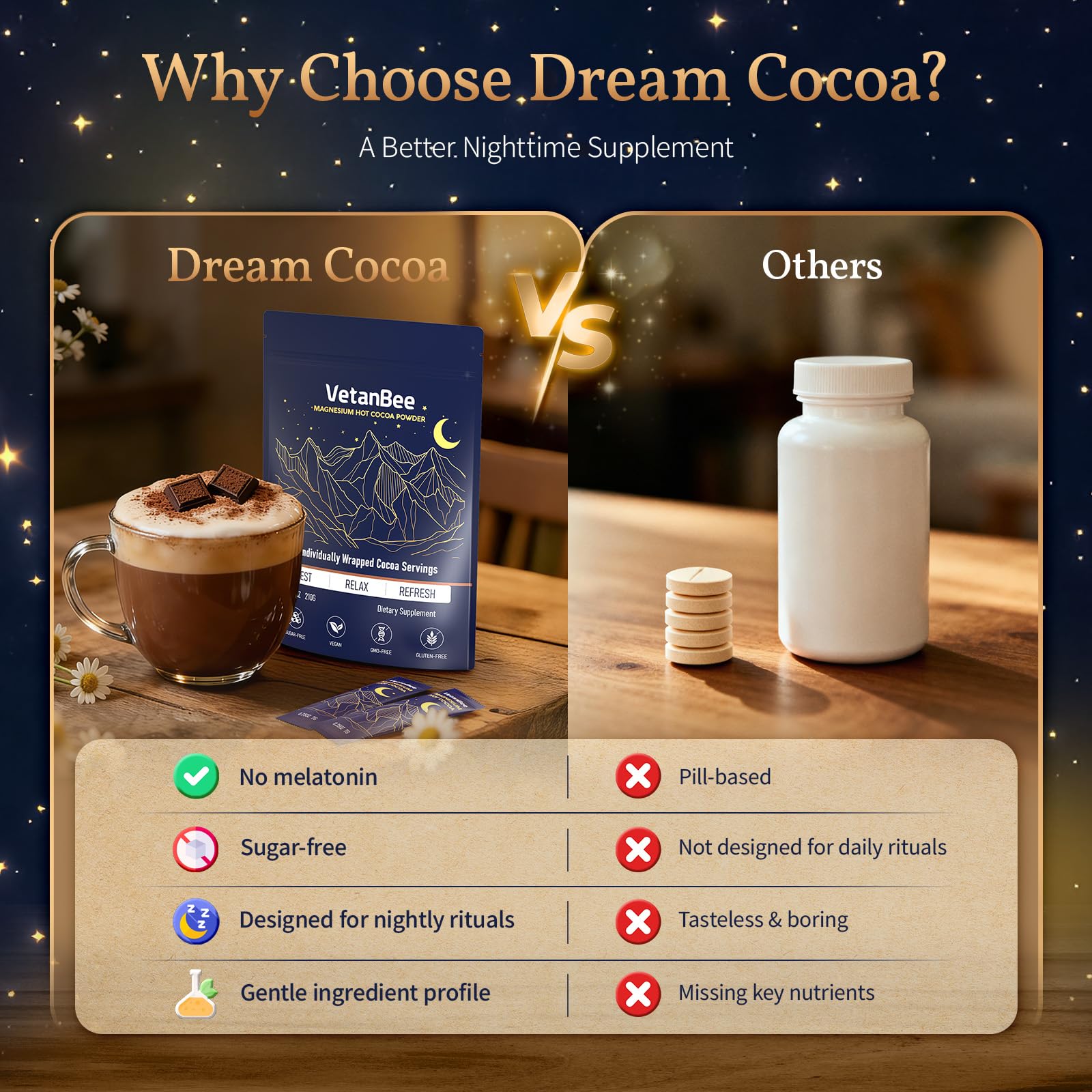 VetanBee Sleep Cocoa Drink Mix box with 30 servings