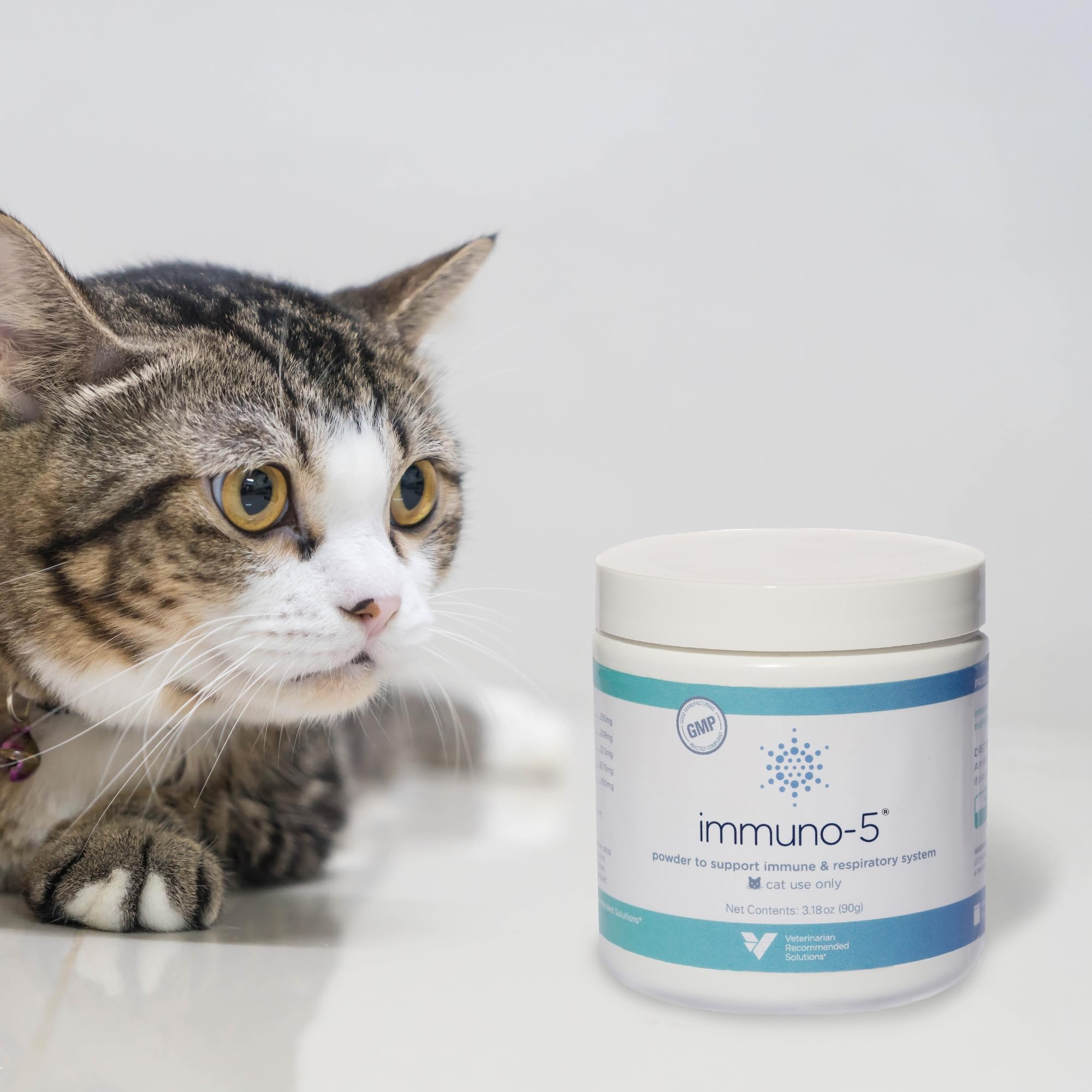 Veterinarian Recommended Solutions L-Lysine Powder side view showing packaging dimensions