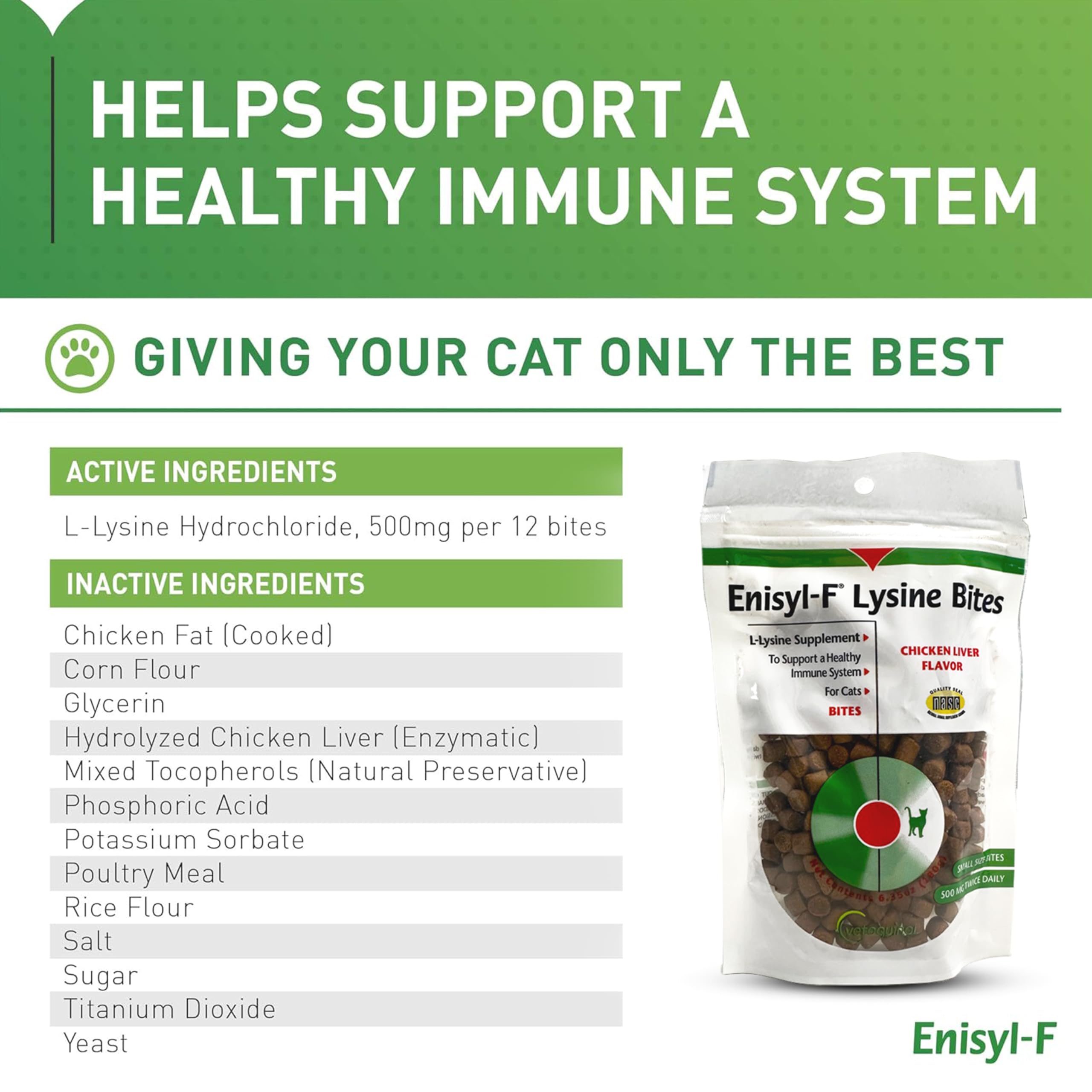 Vetoquinol L-Lysine supplement for cats chicken liver flavour chews