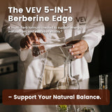 VEV Berberine 5-in-1 Herbal Supplement two bottles on a table