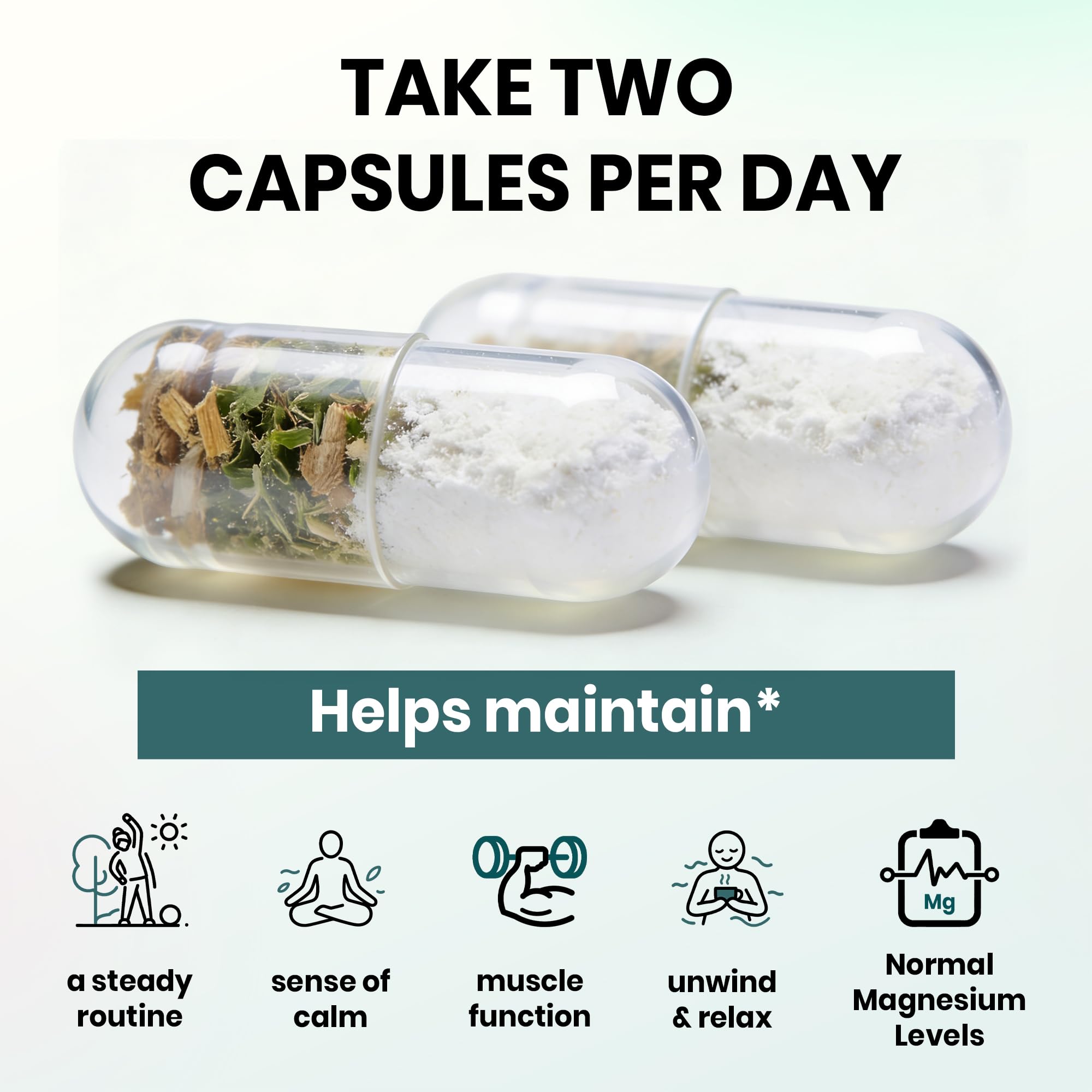VEV Magnesium Bisglycinate 150mg with Zinc & B6 capsules in hand