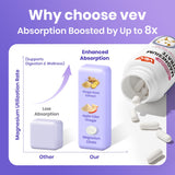 VEV Magnesium Citrate capsules on a wooden table