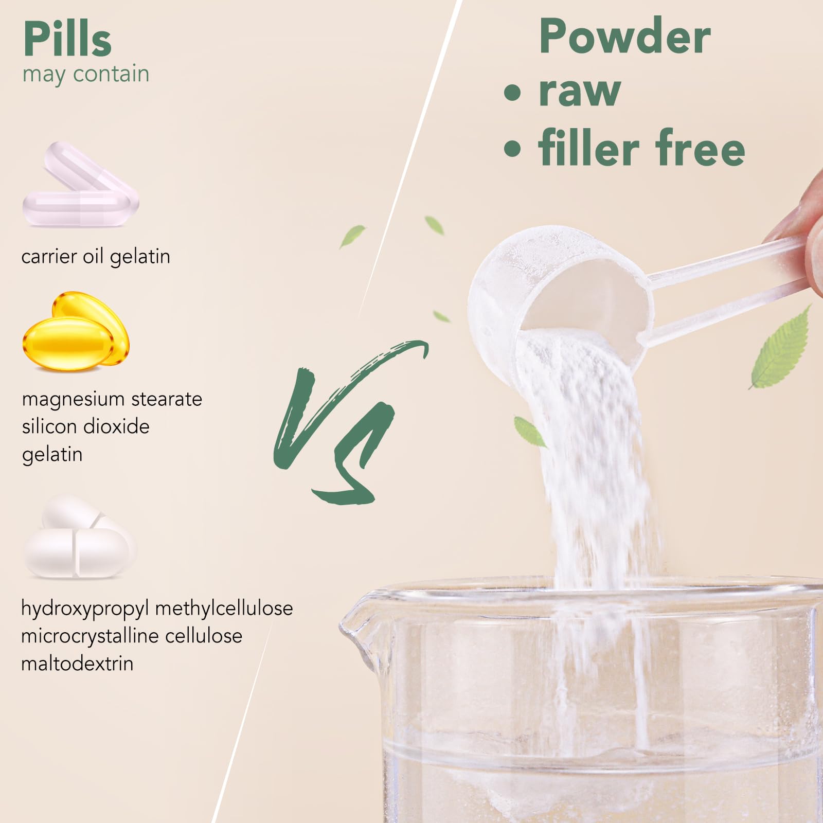 VEV Multi Collagen Peptides Powder with measuring scoop