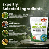 VEV Oregano Oil with Black Seed Oil softgels side view