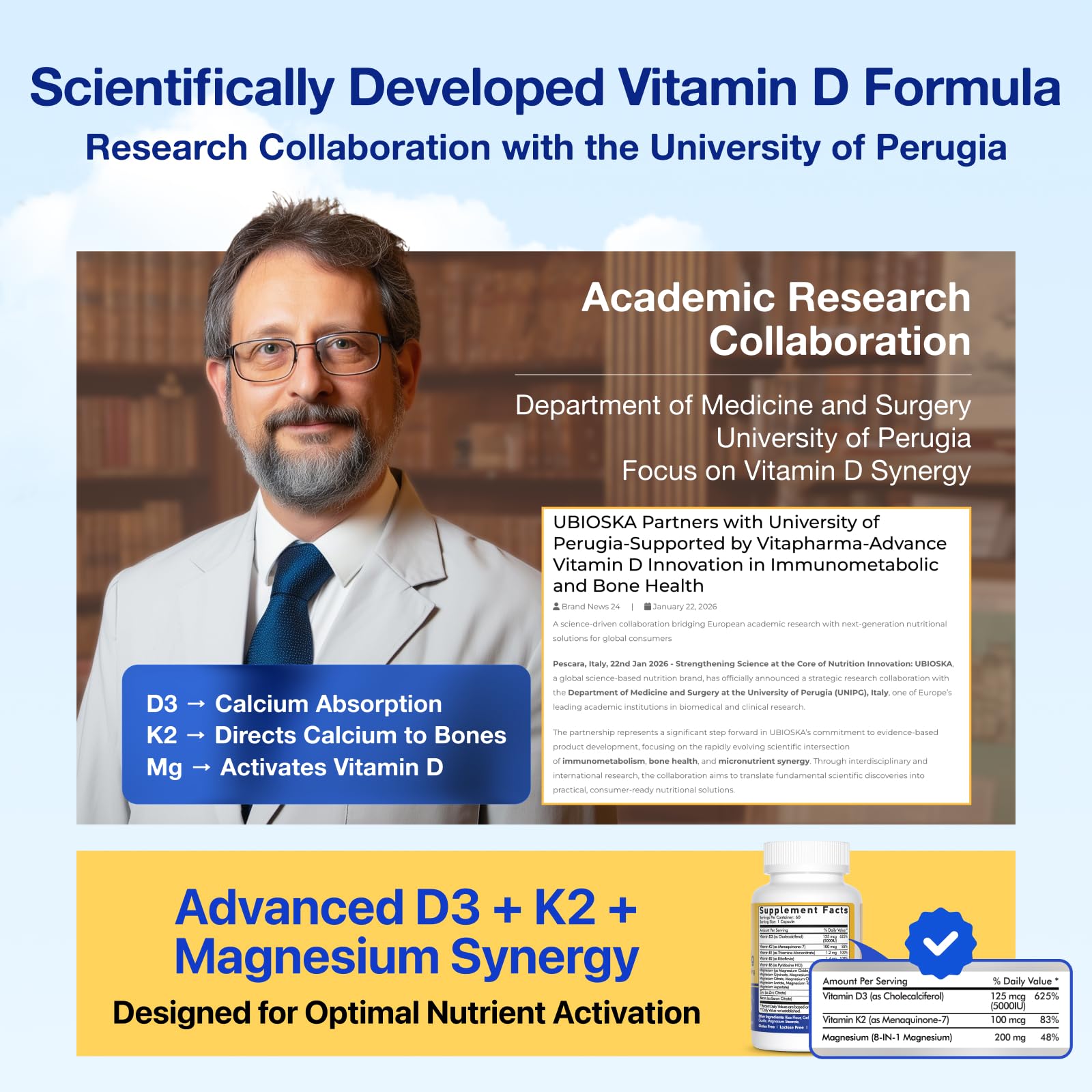 Vevoec Vitamin D3 K2 Magnesium Supplement 5000 IU in a health setting