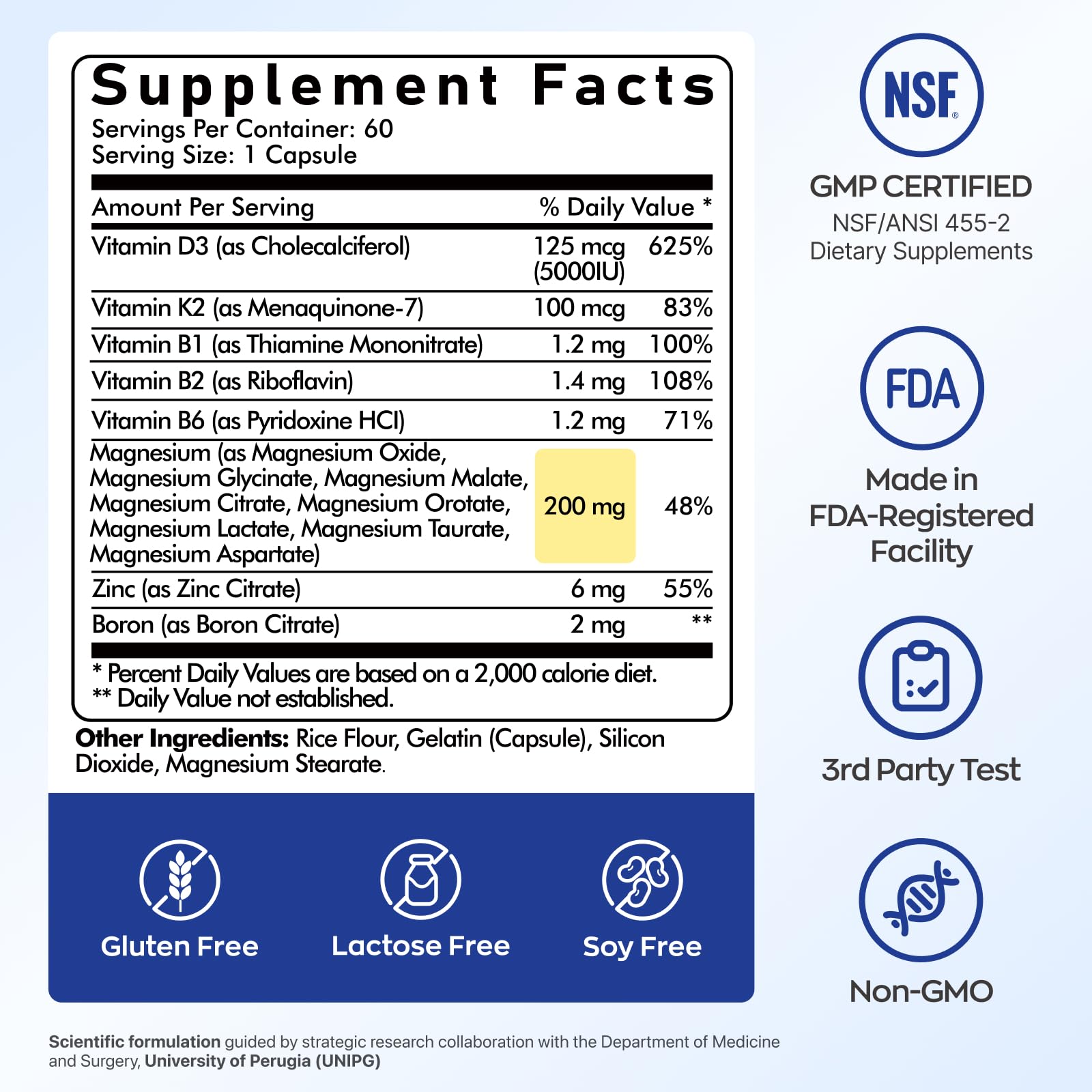 Vevoec Vitamin D3 K2 Magnesium Supplement 5000 IU with a glass of water