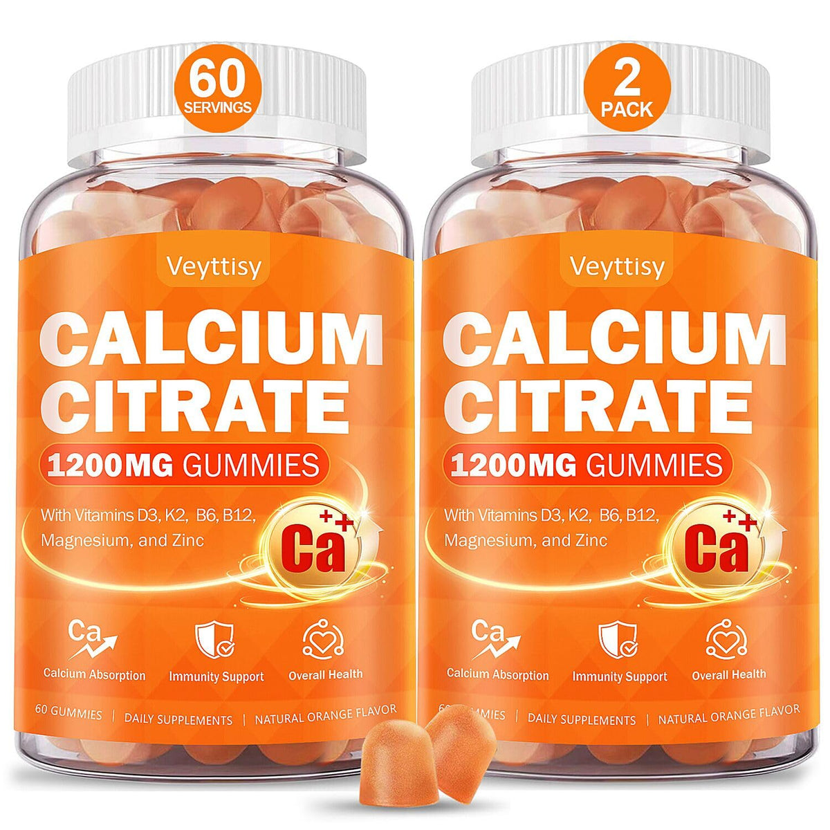 Veyttisy Calcium Citrate Gummies 1200mg front view