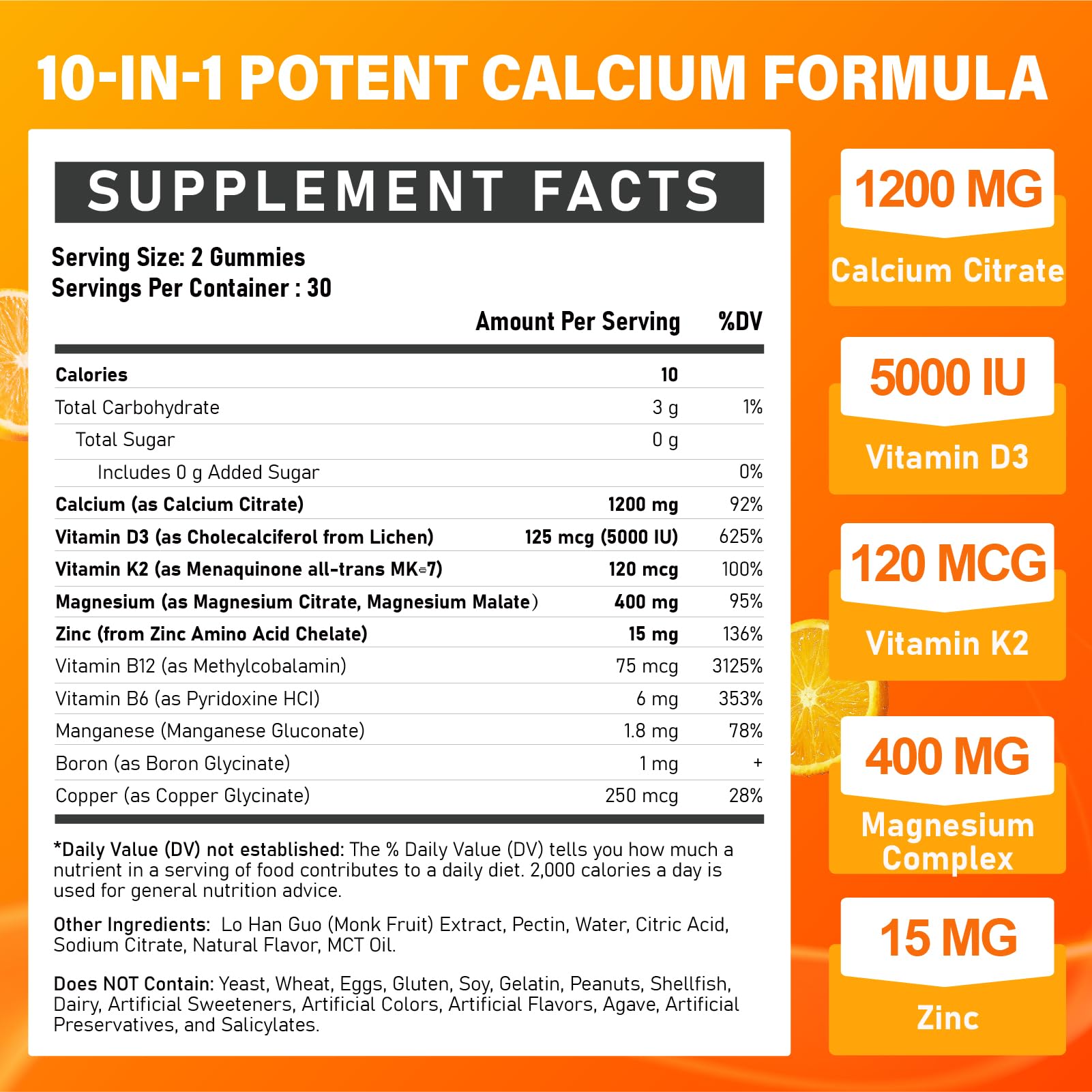 Veyttisy Calcium Citrate Gummies orange flavour close-up