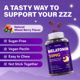 Veyttisy Melatonin Gummies 30mg bottle with a serene background