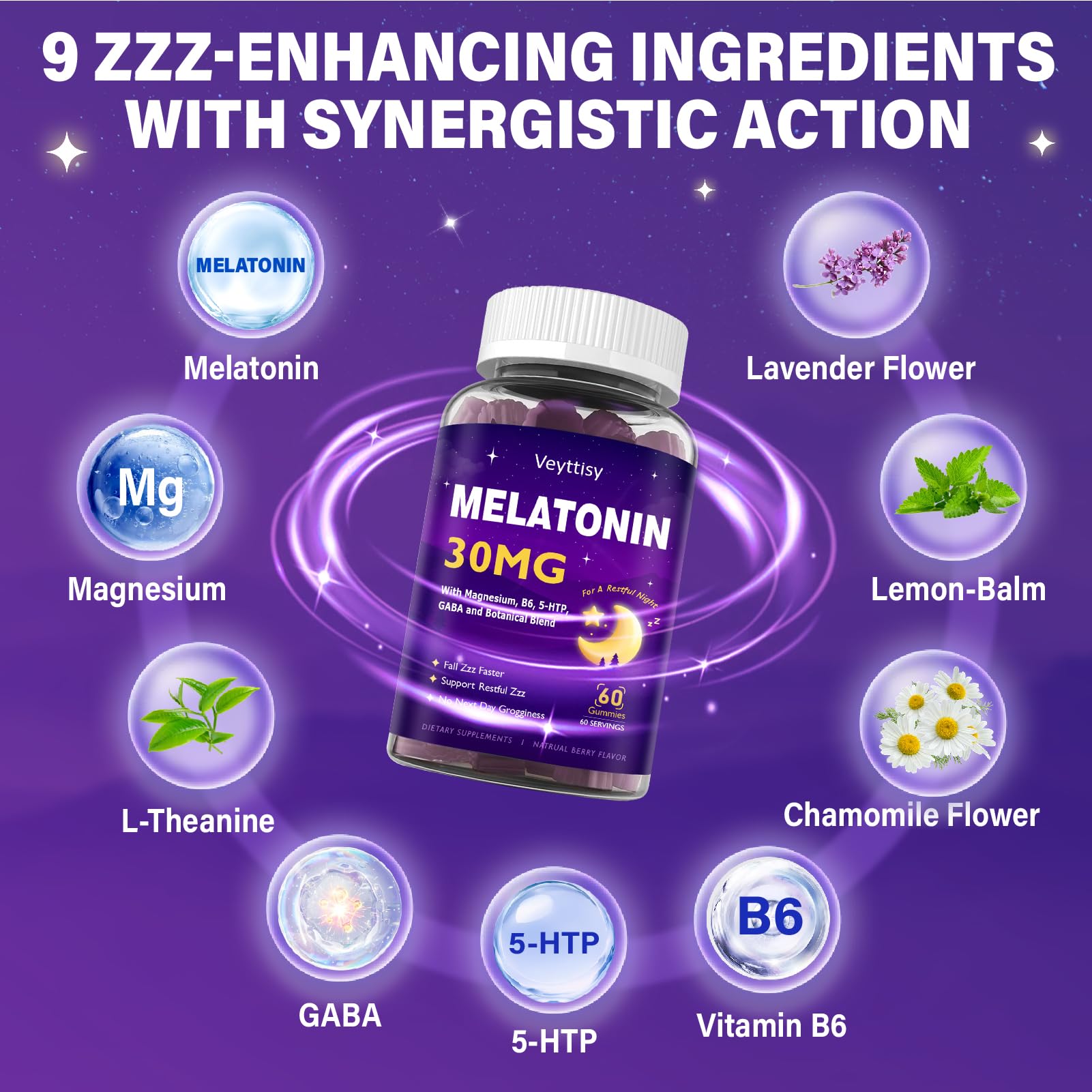 Veyttisy Melatonin Gummies 30mg close-up of gummies