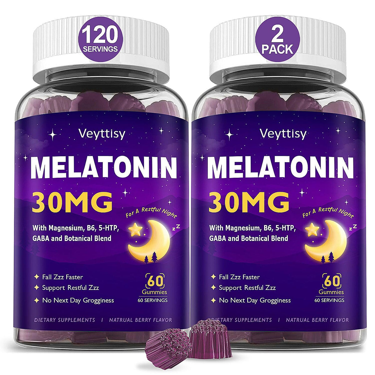 Veyttisy Melatonin Gummies 30mg front view with packaging