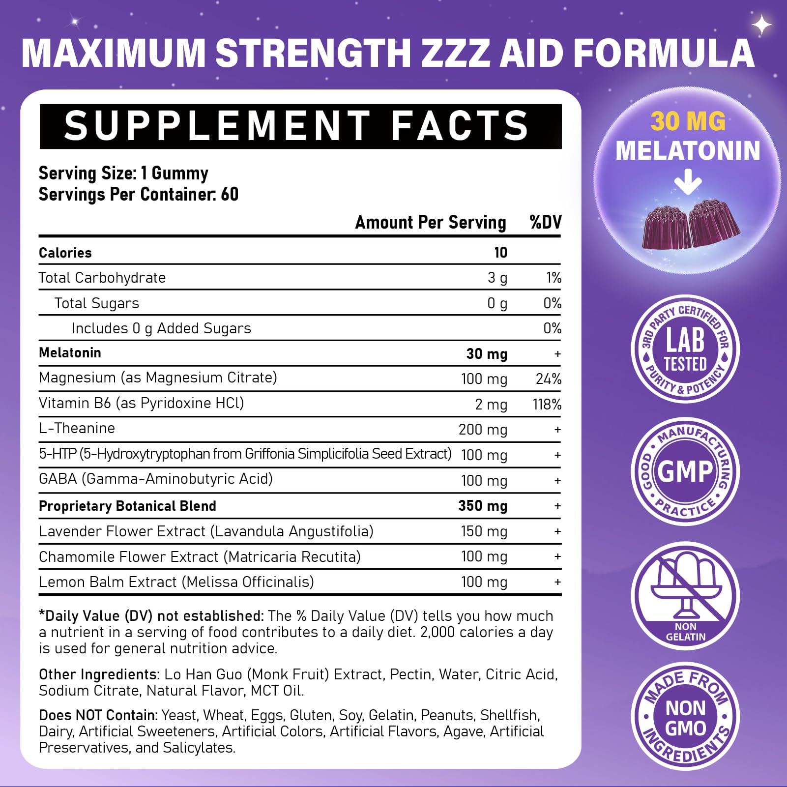 Veyttisy Melatonin Gummies 30mg packaging side view