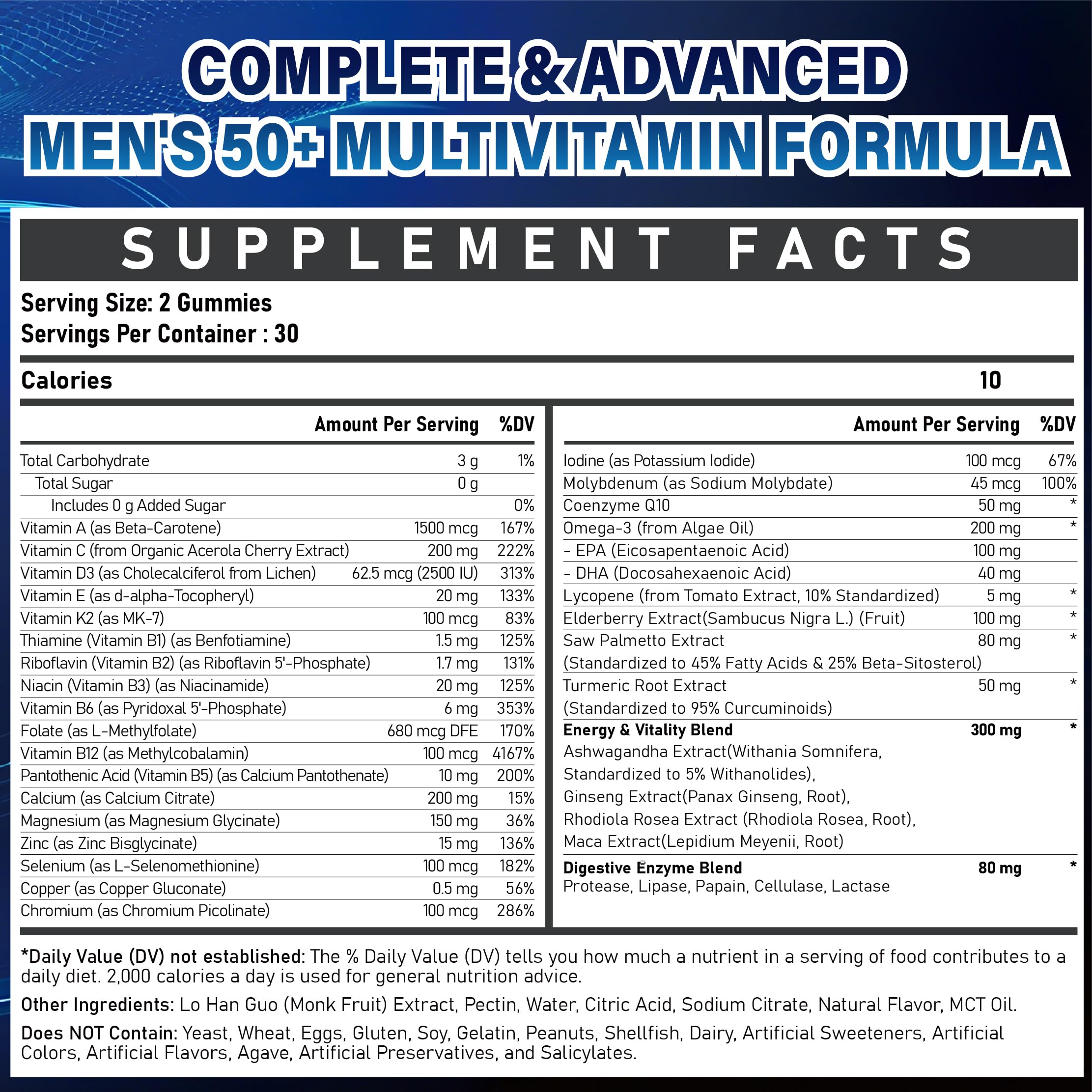 Veyttisy Men's Multivitamin Gummies 50+ mixed berry flavour