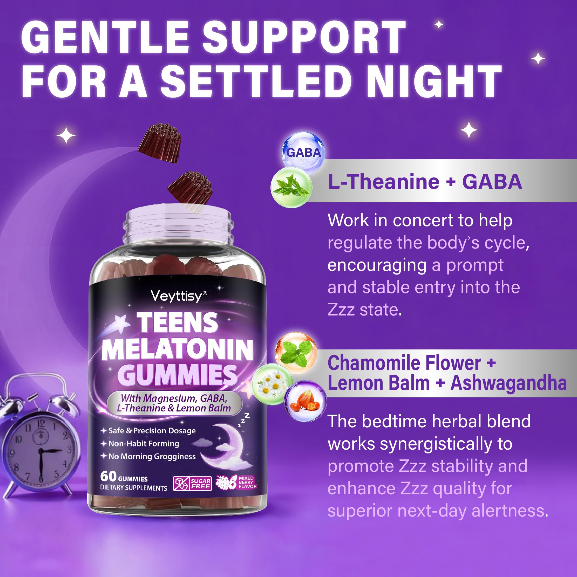 Veyttisy Teens Melatonin Gummies on a wooden table