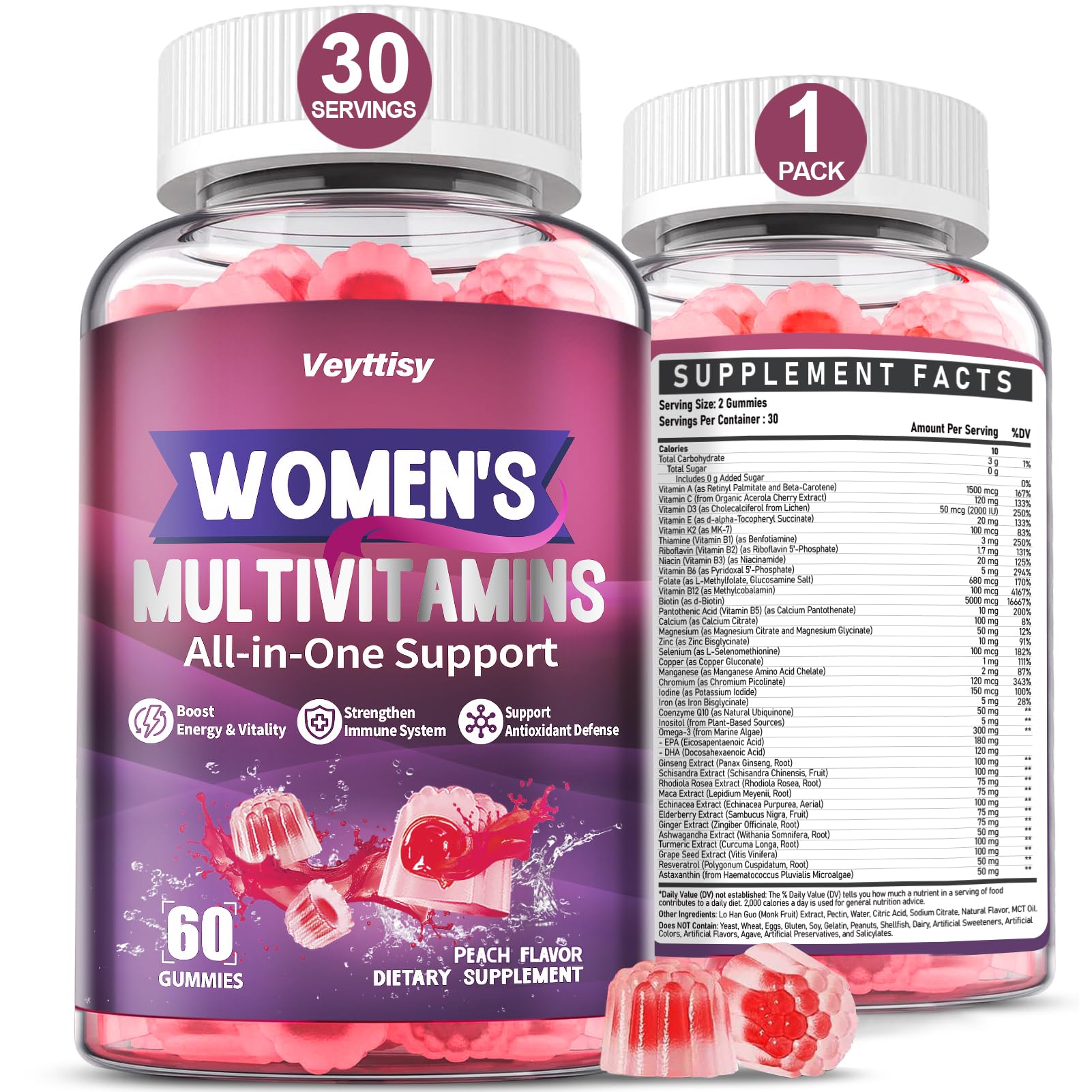 Veyttisy Women's Multivitamin Gummies front view with packaging