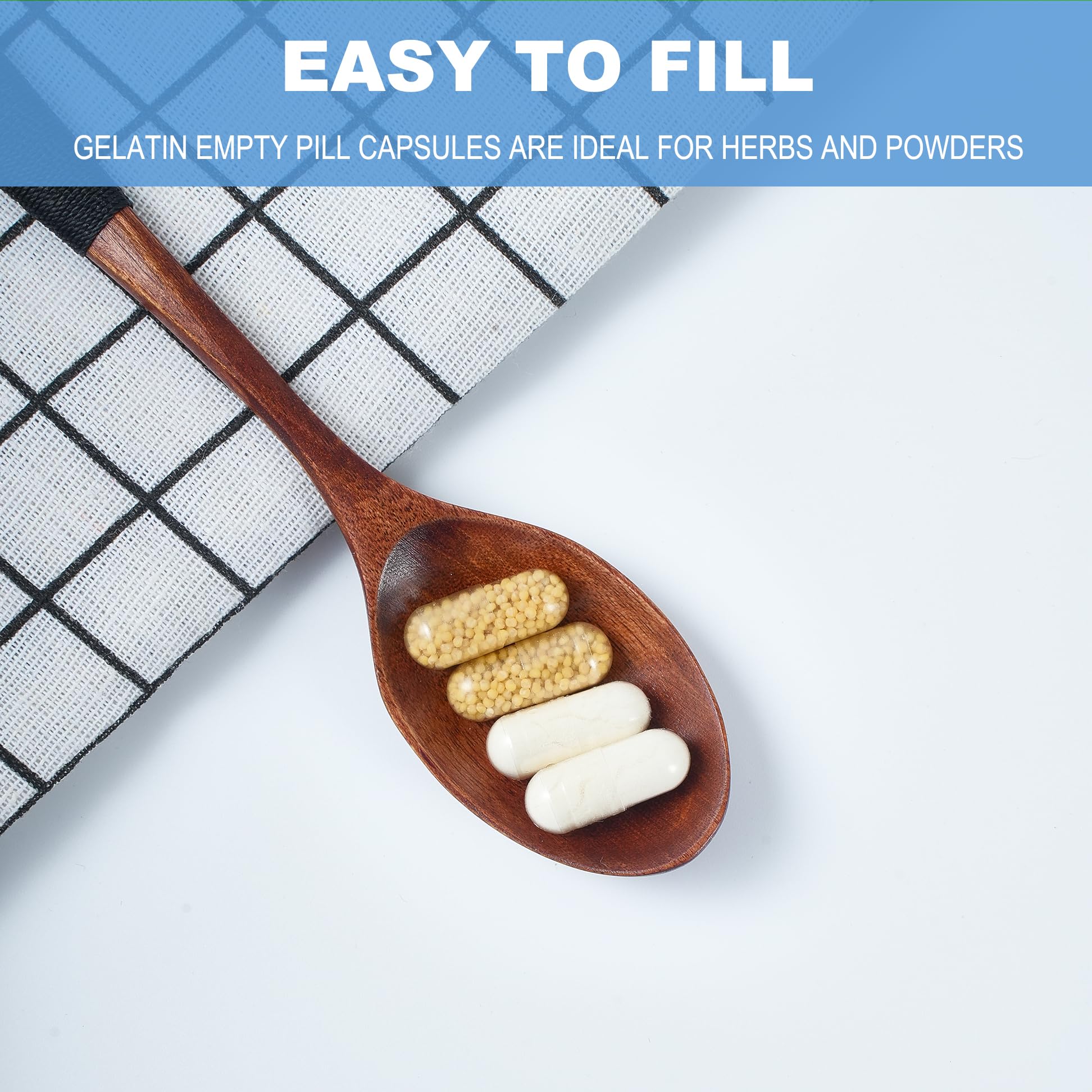 VGTPC Empty Gelatin Capsules Size 00 on a wooden table