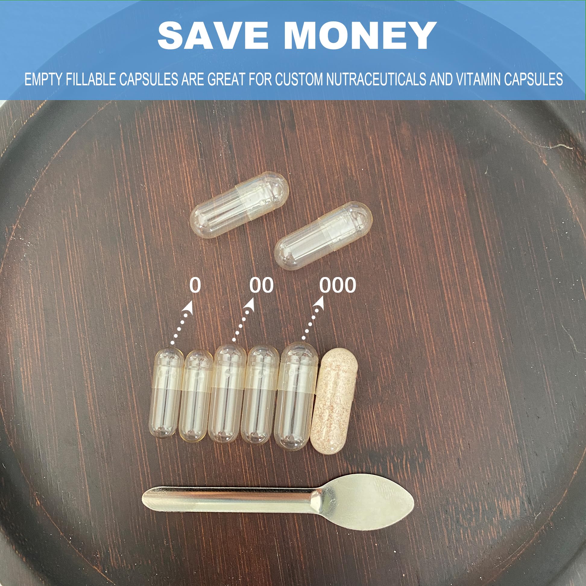 VGTPC Empty Gelatin Capsules Size 00 with powder for filling