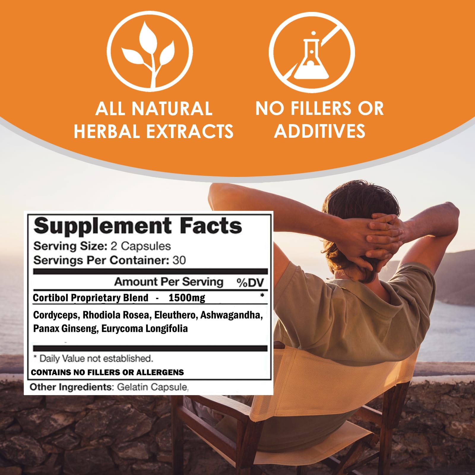 VH Nutrition Adrenal Extracts capsules on a wooden table