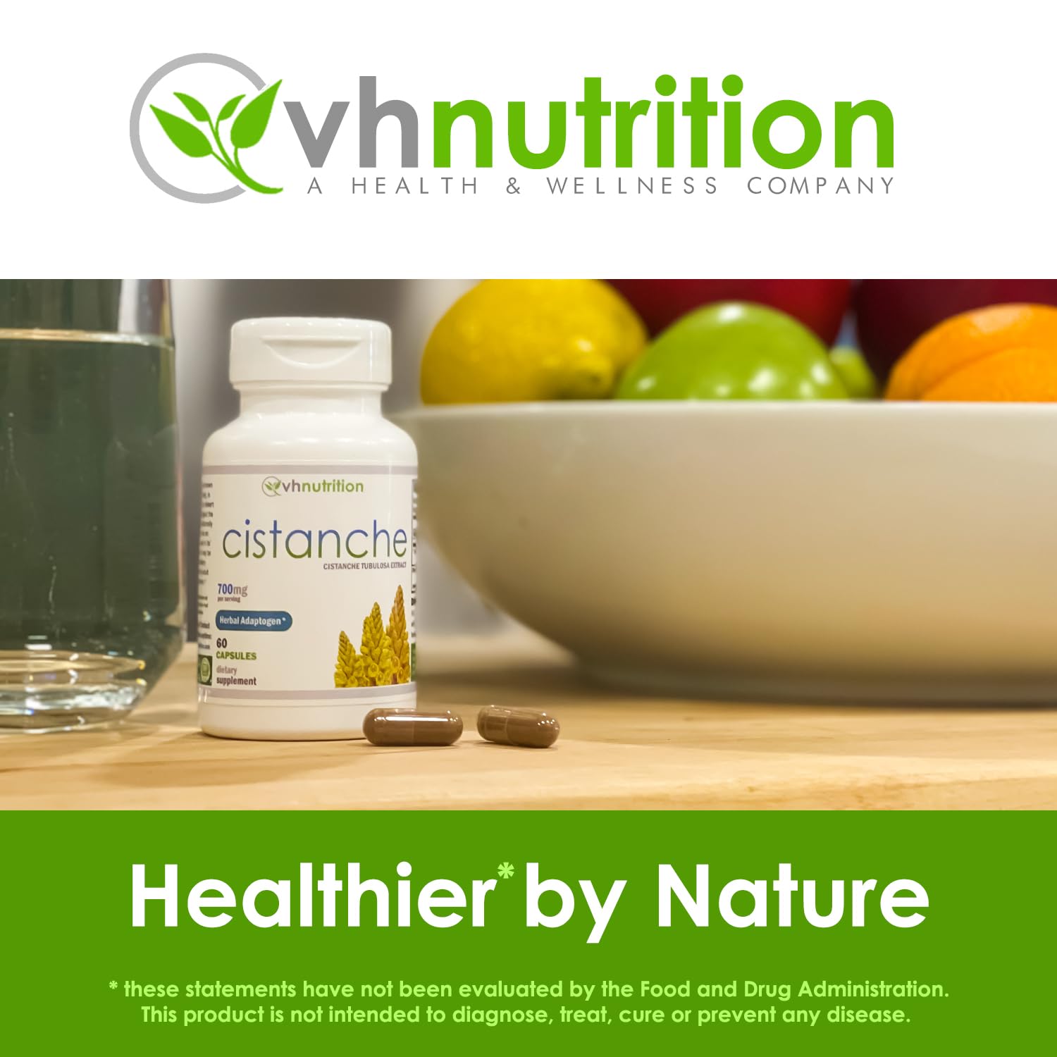 VH Nutrition Cistanche Mushroom Extract on a wooden table