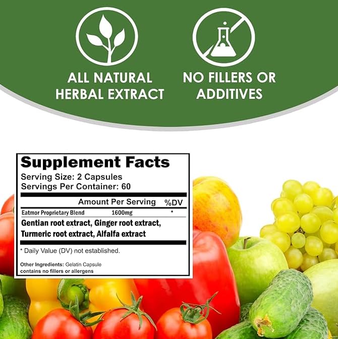 VH Nutrition Eatmor Weight Gain Pills ingredients list on packaging