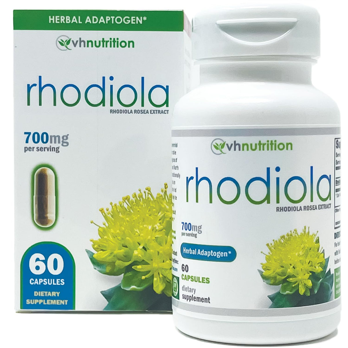 VH Nutrition Rhodiola Rosea Supplement 60 capsules front view
