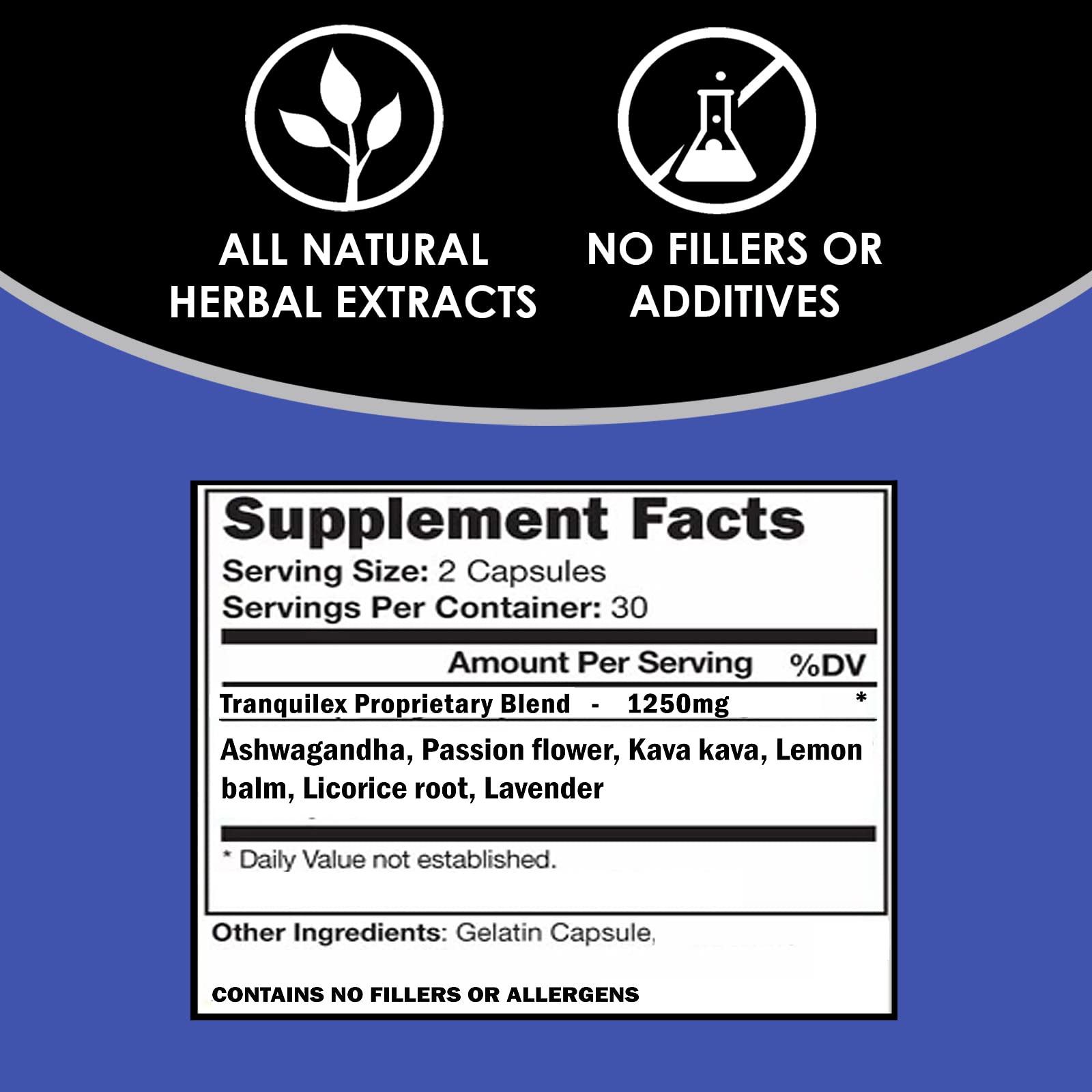 VH Nutrition Tranquilex Kava Kava Supplement ingredients list