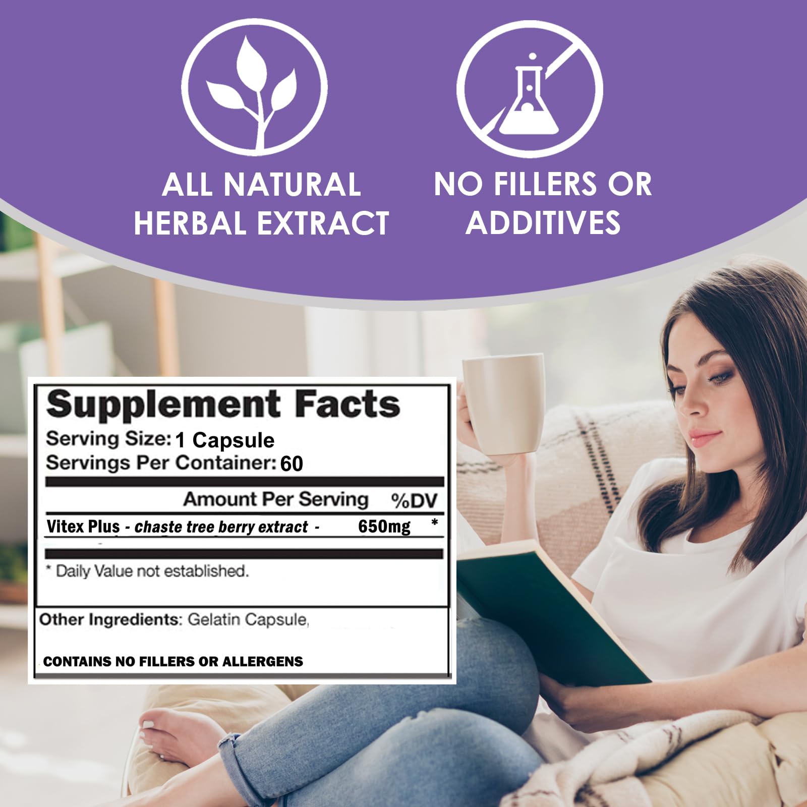 VH Nutrition VITEX+ Chasteberry Supplement bottle with a measuring spoon