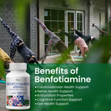 VHC Benfotiamine 600mg capsules on a wooden surface
