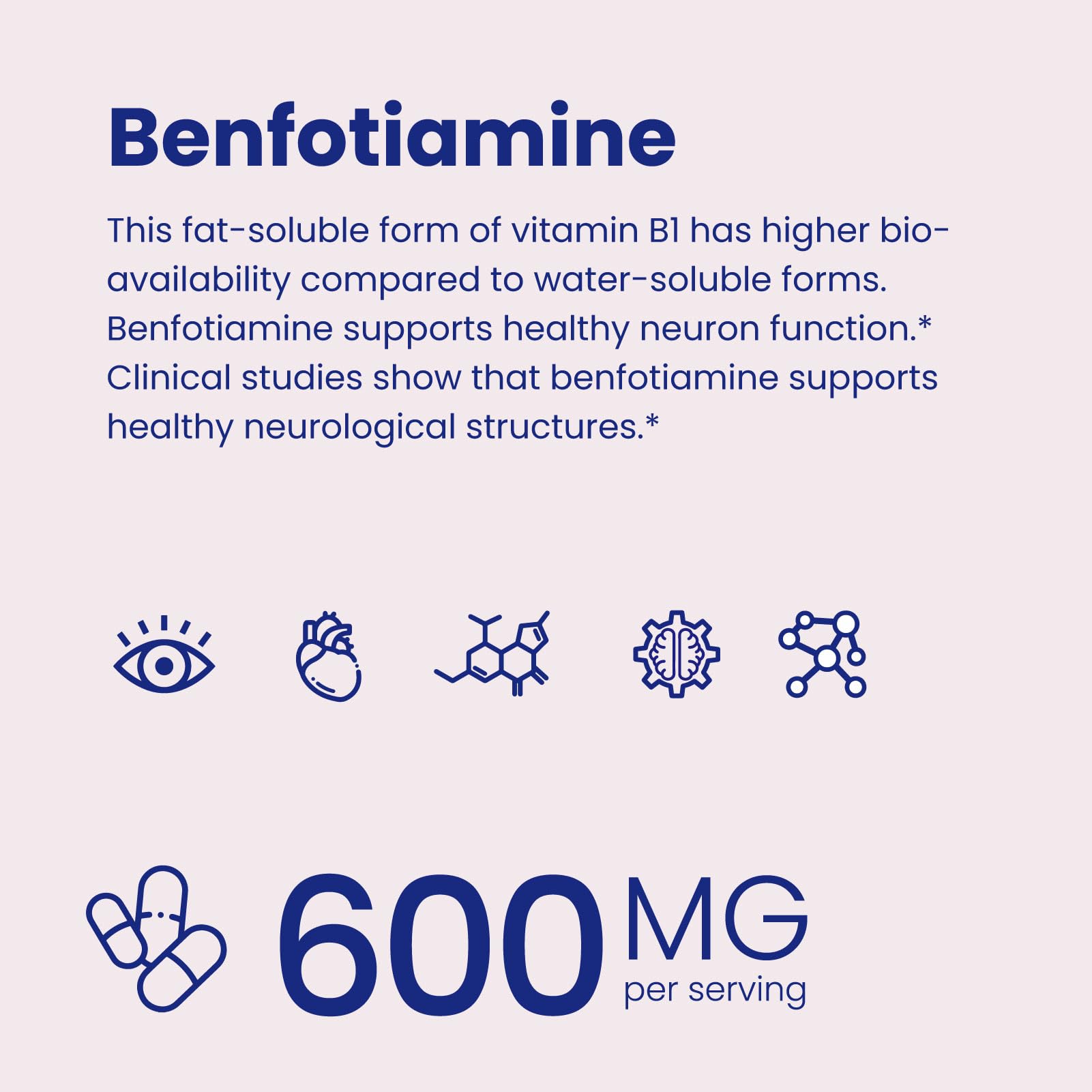 VHC Benfotiamine 600mg supplement side view showing capsule