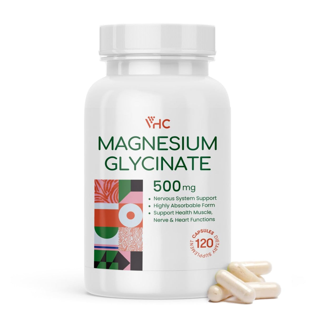 VHC Magnesium Glycinate 500mg bottle front view