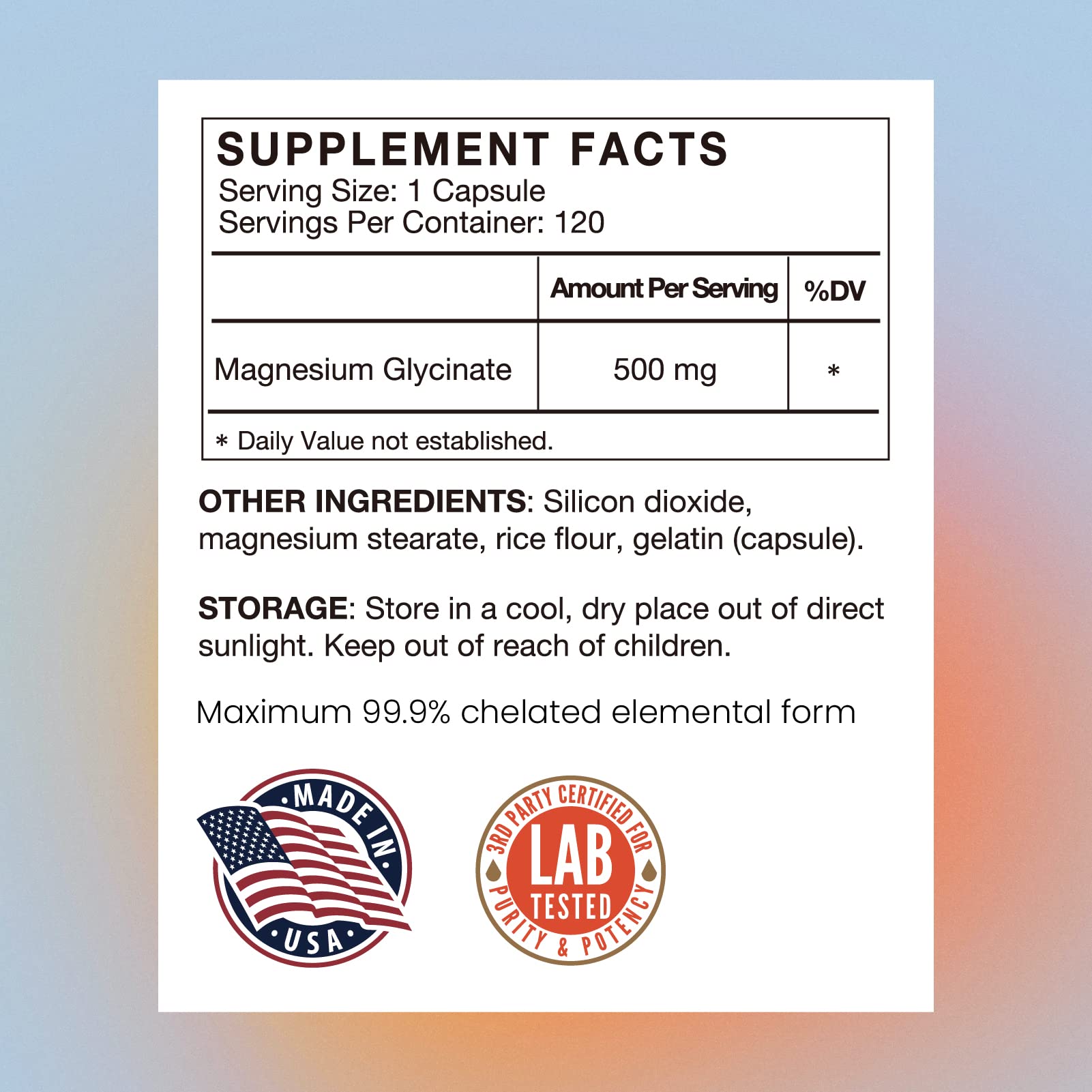 VHC Magnesium Glycinate capsule close-up