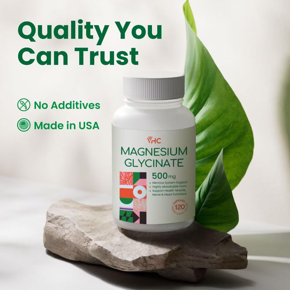 VHC Magnesium Glycinate capsules on table