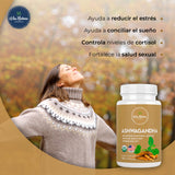 Via Natura Organics Organic Ashwagandha capsules on a wooden table