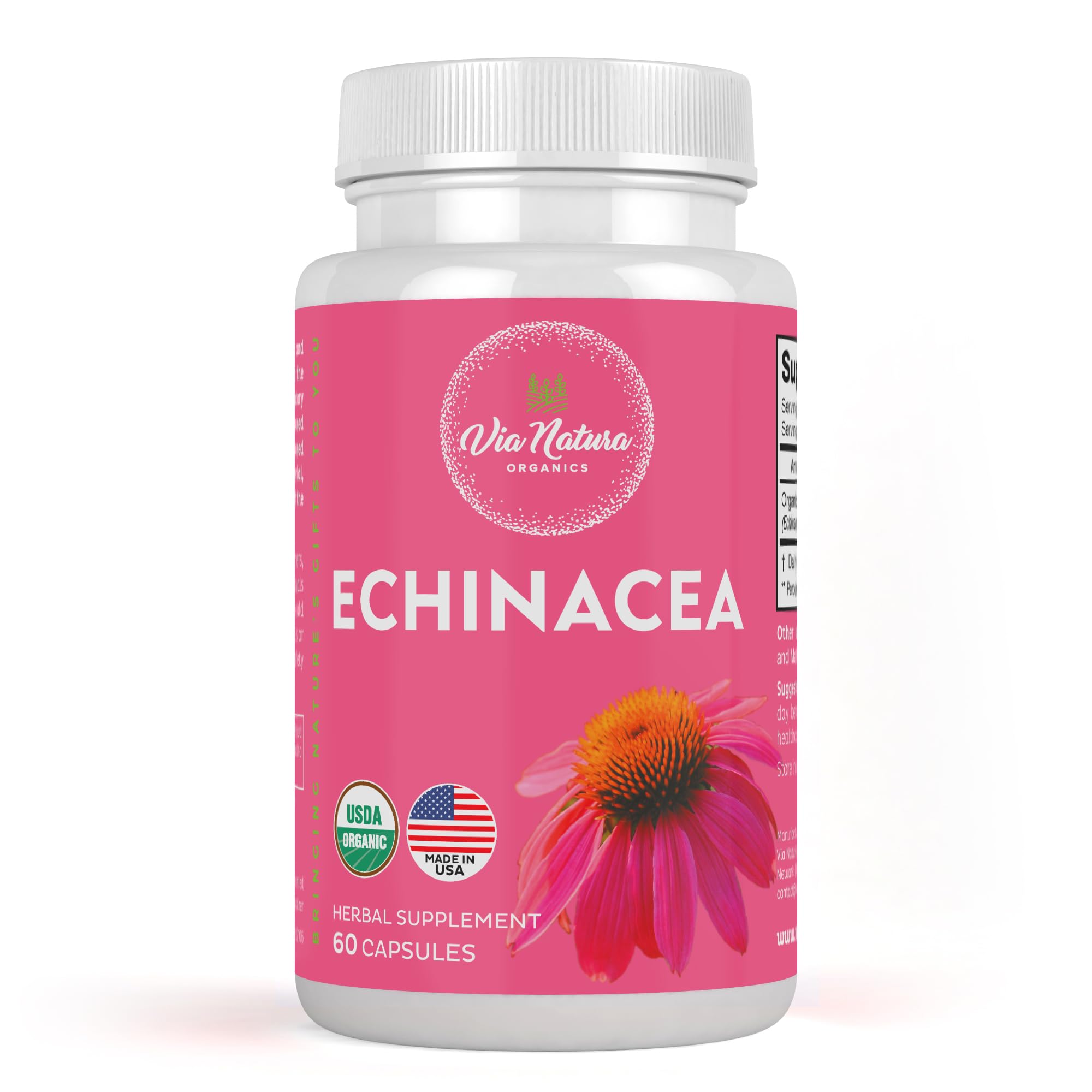 Via Natura Organics Organic Echinacea Capsules front view