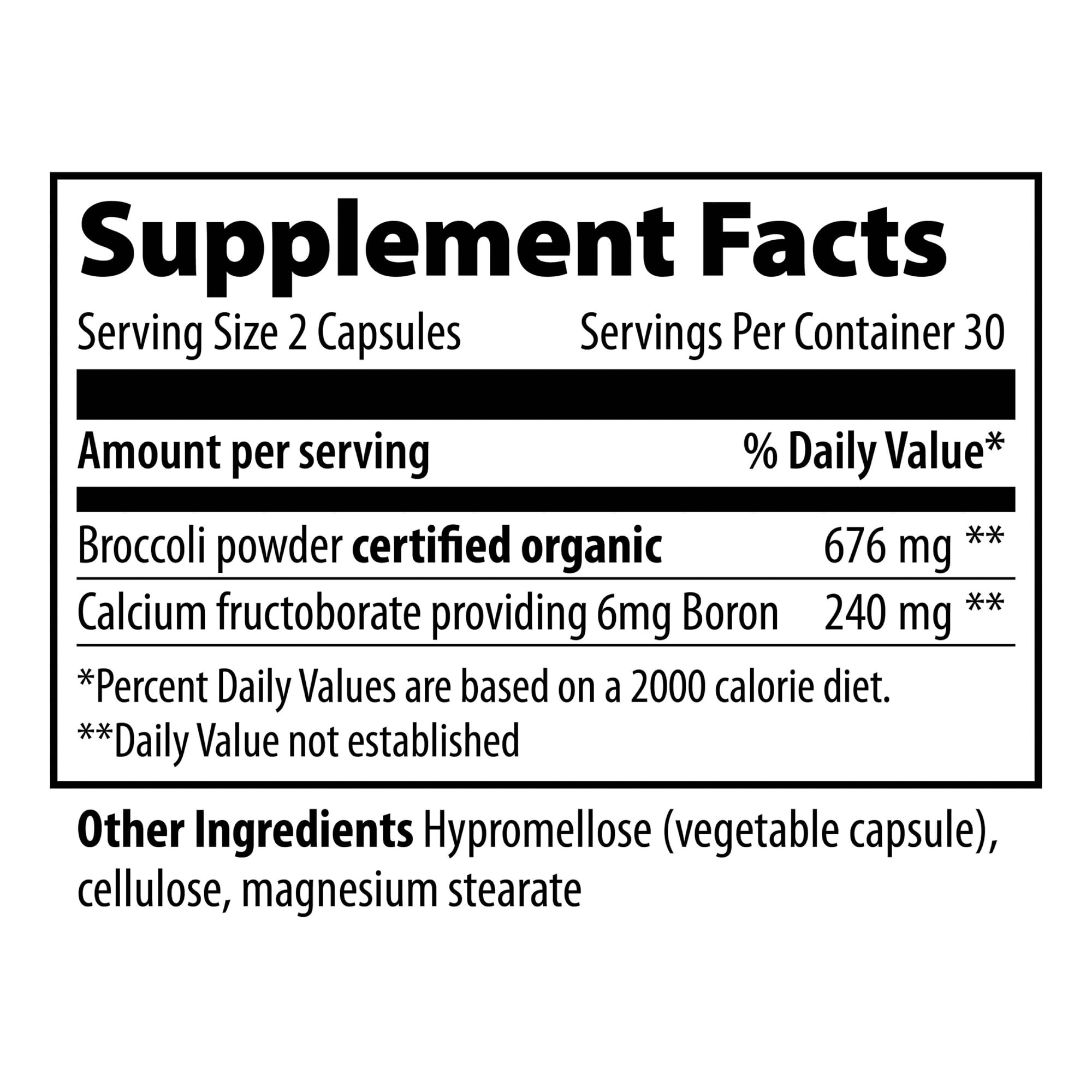 Vibrant Health Boron Supplement 58g side view showing dosage