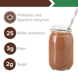 Vibrant Health Probiotic Powder 454g with a glass of water