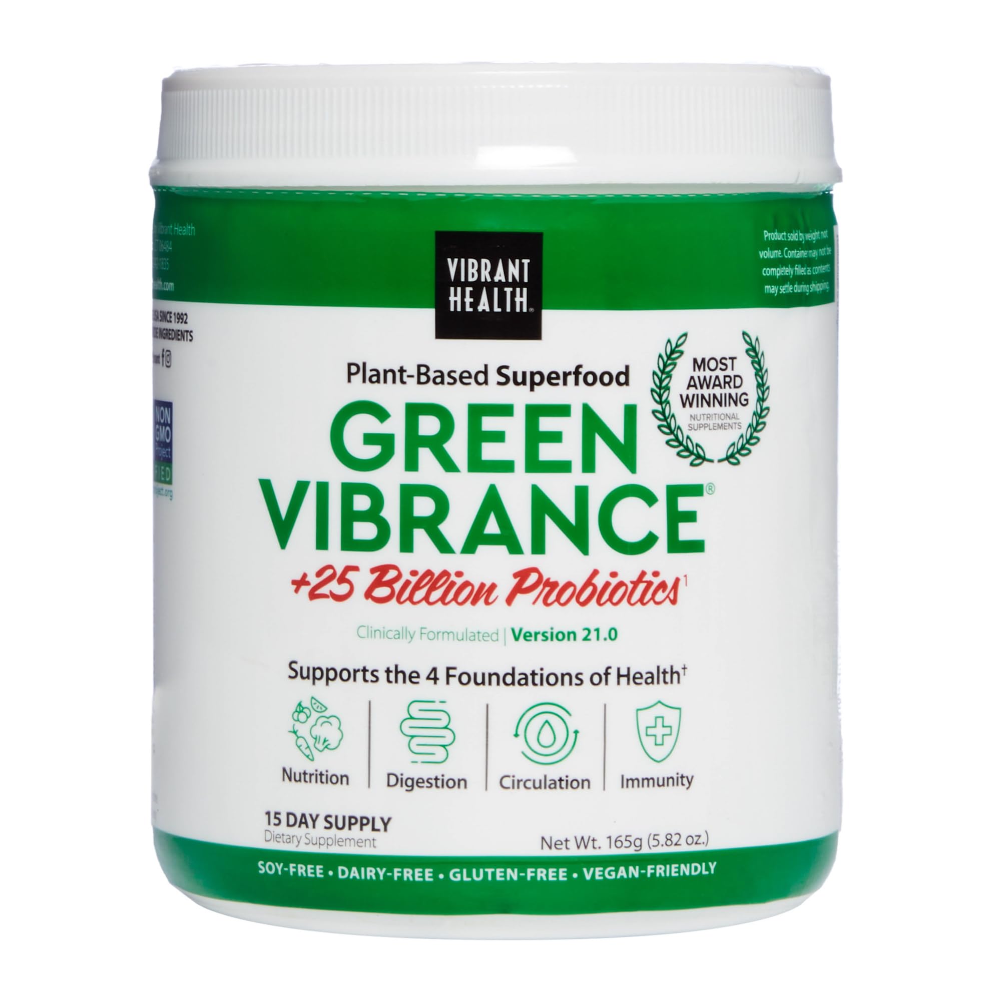 Vibrant Health Spirulina Supplement 168g front view