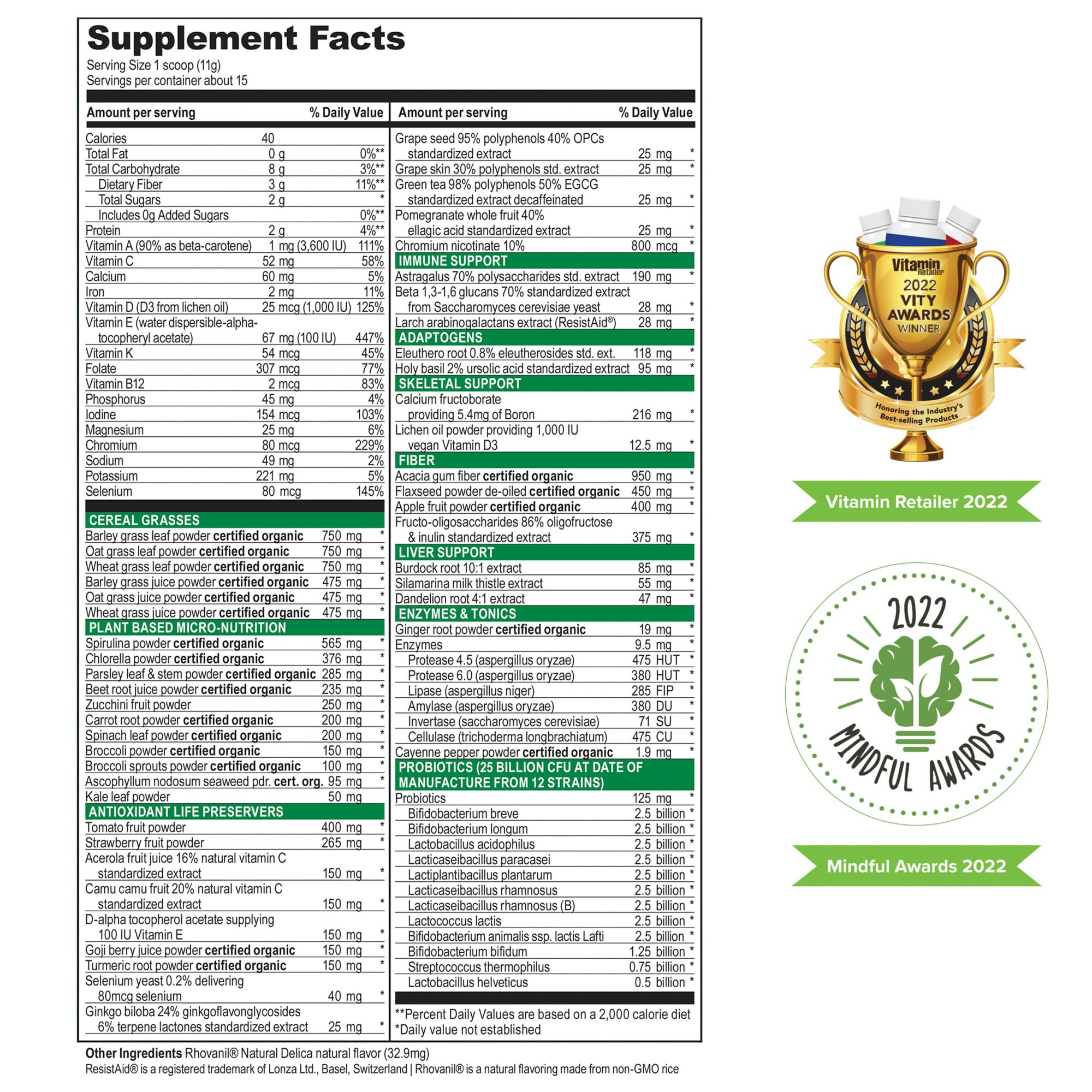 Vibrant Health Spirulina Supplement powder close-up