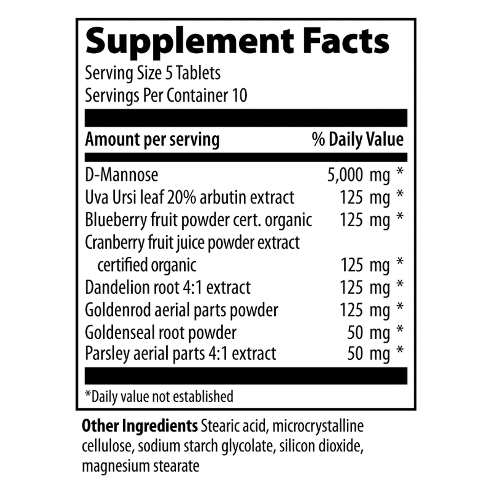 Vibrant Health U.T. Vibrance Cranberry Supplement back view