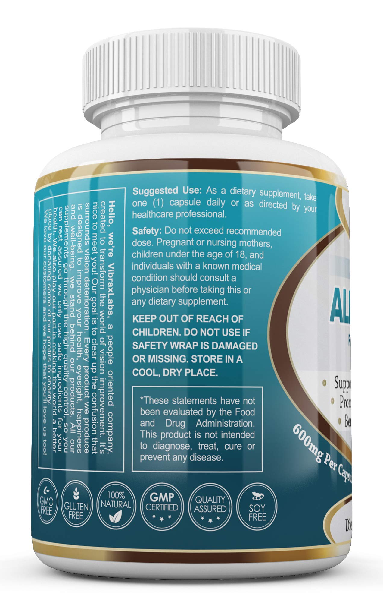 vibraxlabs Alpha Lipoic Acid 600 mg capsules in a lifestyle setting