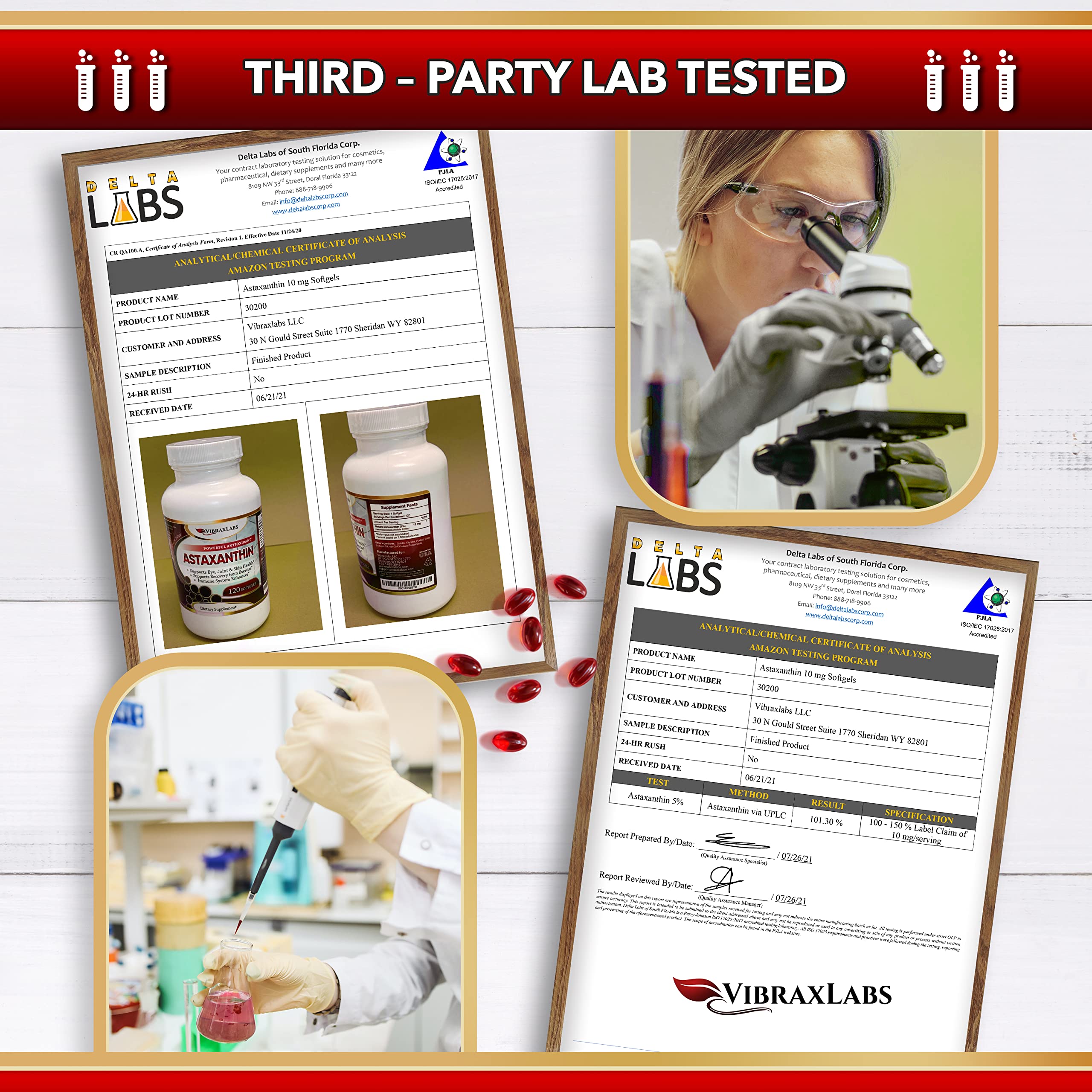 vibraxlabs Astaxanthin 10mg Supplement bottle back view