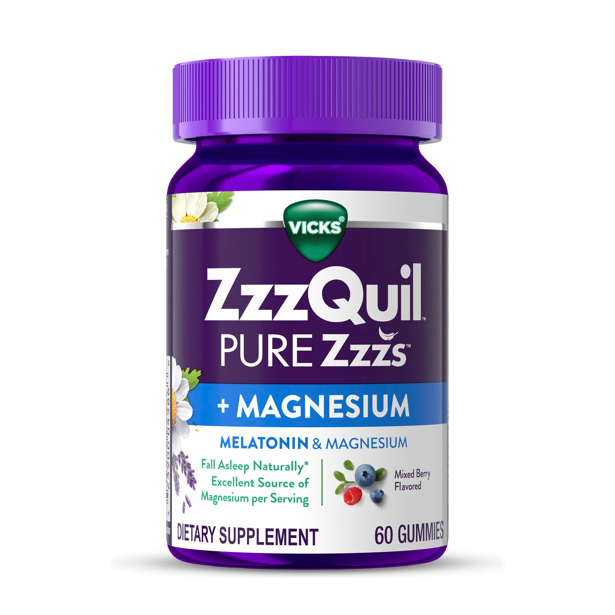 Vicks ZzzQuil PURE Zzzs + Magnesium Gummies front view