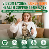 VICSOM L-Lysine for Cats 132g bottle with a happy cat