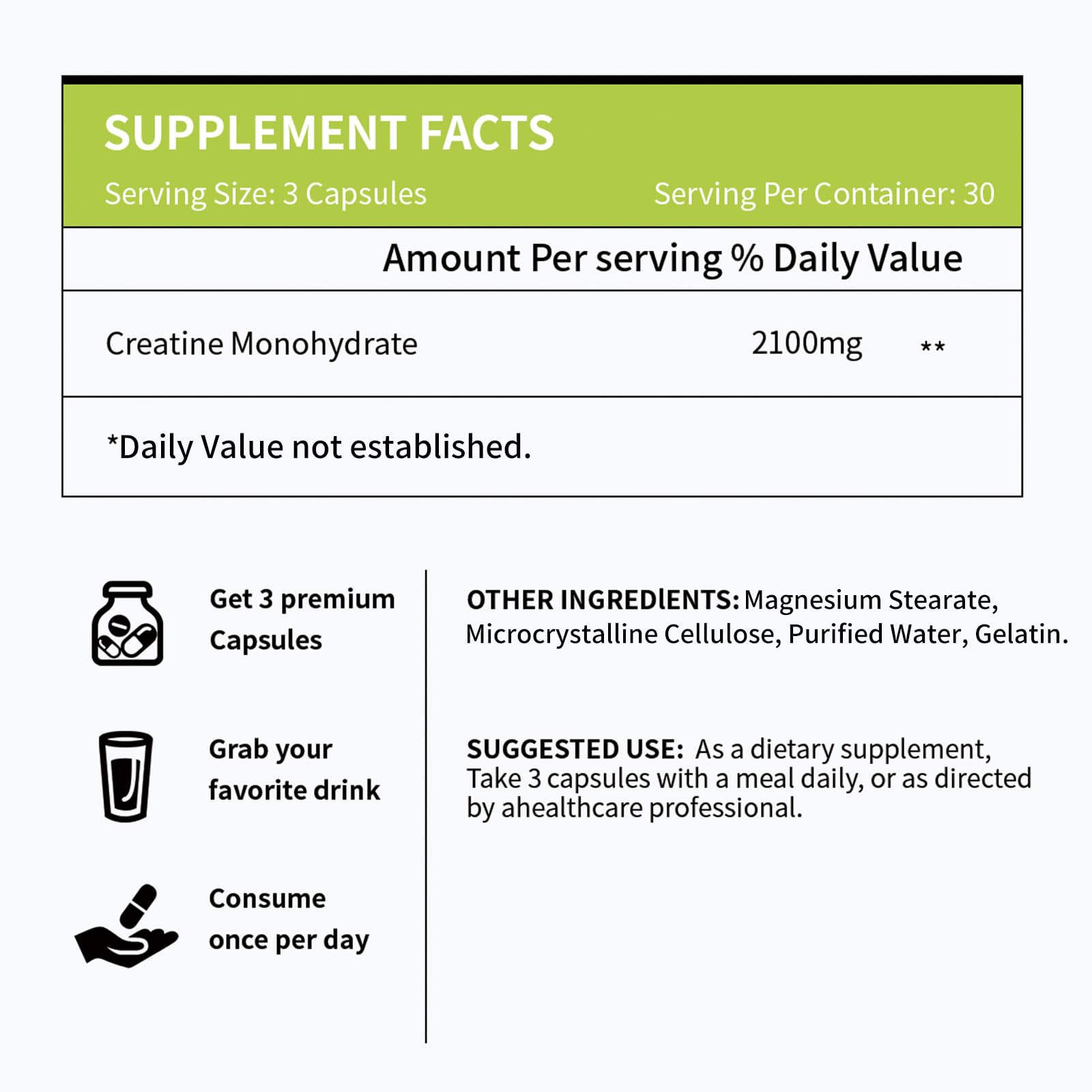 Vicwell Creatine Monohydrate Capsules with measuring scoop