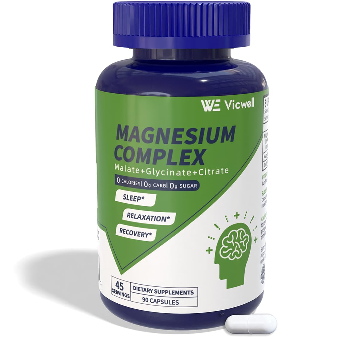Vicwell Magnesium Supplement bottle front view with 90 capsules