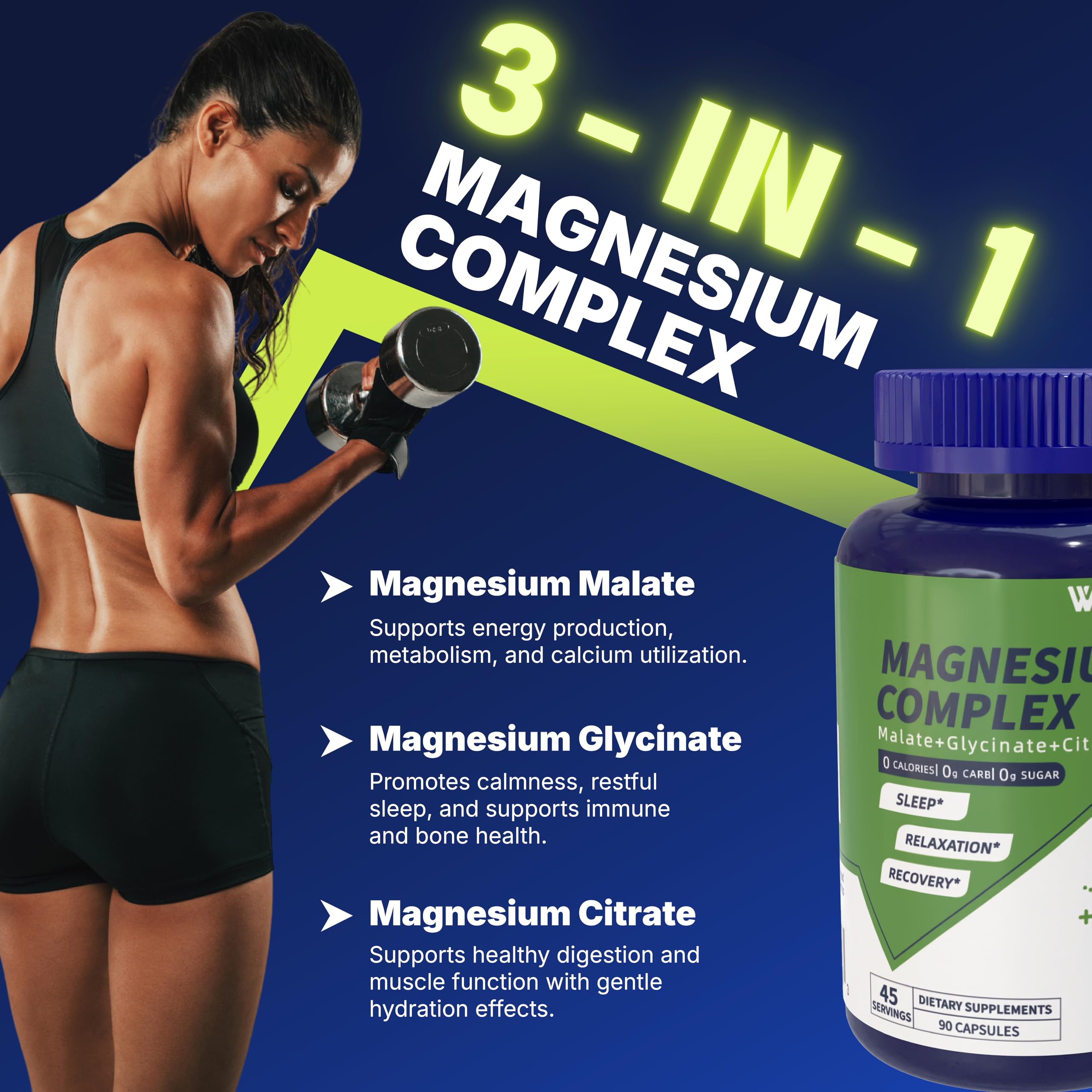 Vicwell Magnesium Supplement side view showing capsule details