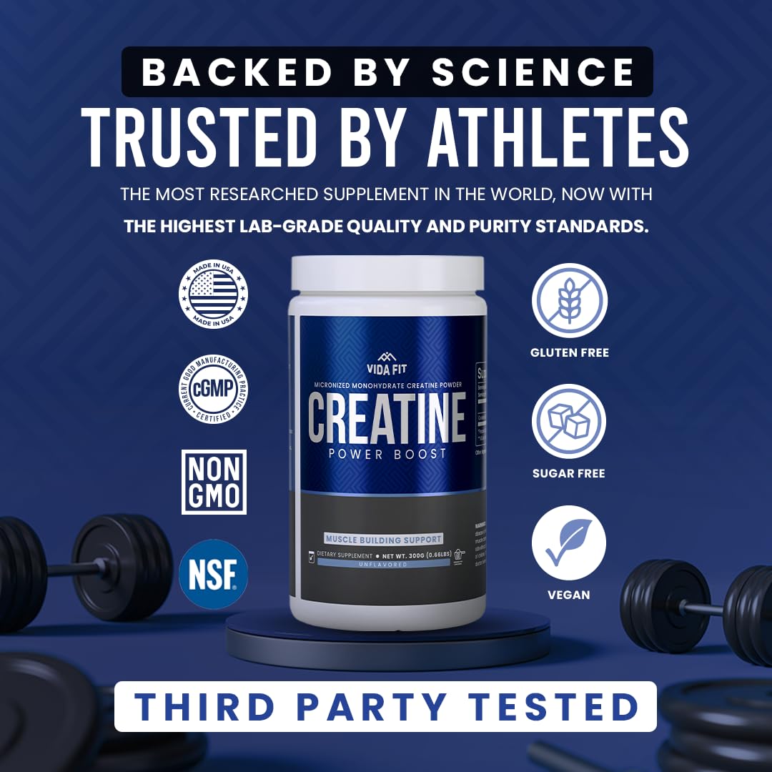 Vida Fit Creatine Monohydrate Powder 150g side view