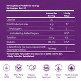 Vida Lifescience Liposomal Glutathione 500mg supplement packet back view