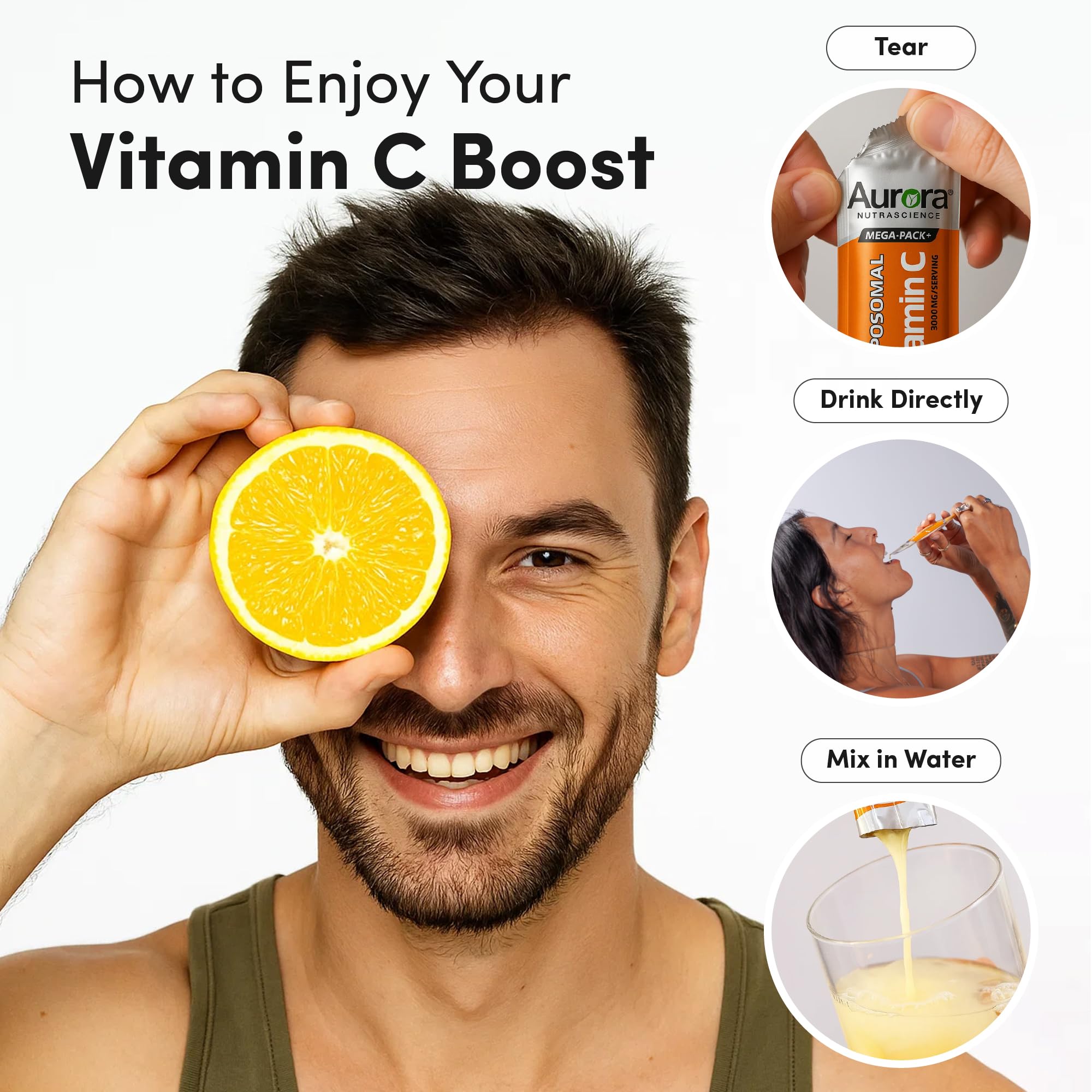 Vida Lifescience Liposomal Vitamin C 3000mg sachets opened